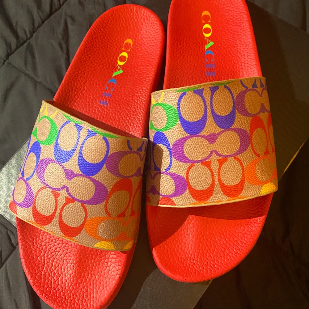 Coach Rainbow Signature Canvas Slide LGBTQIA+